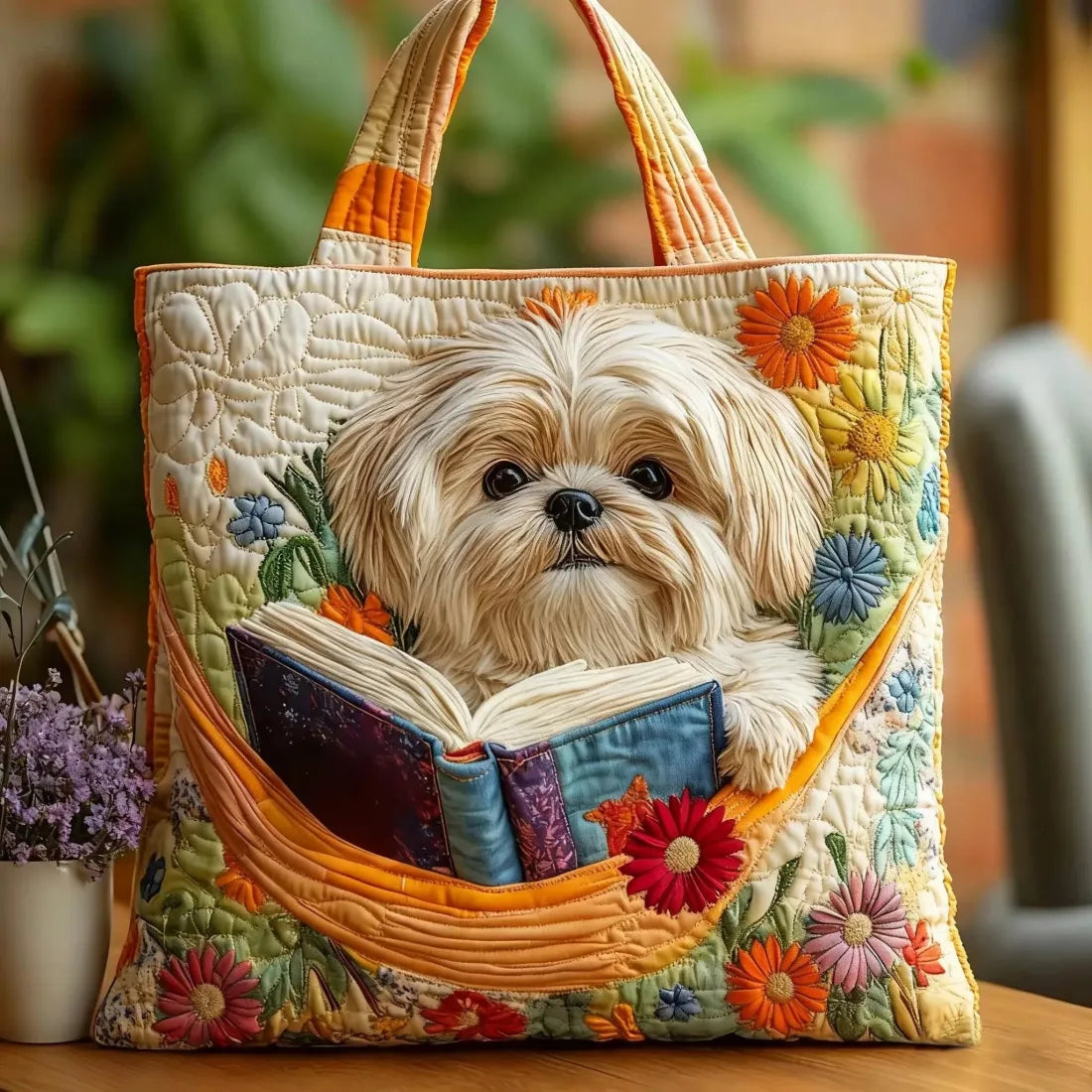Håndlaget veske med Shih Tzu-motiv